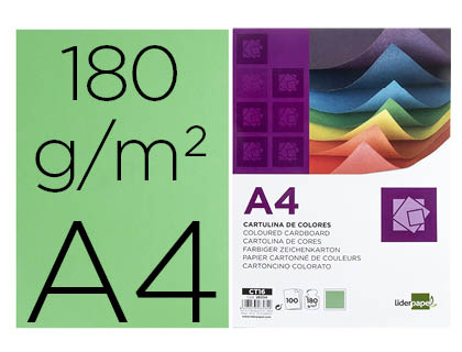 100h. cartulina Liderpapel A4 180g/m² verde billar